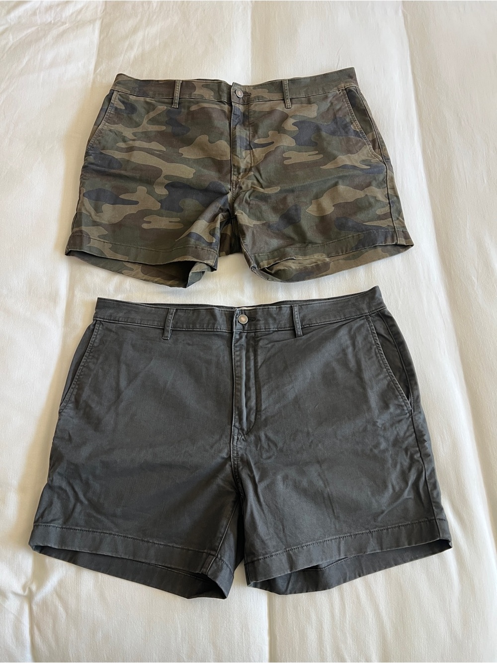 2 Flint & Tinder 365 Chino Shorts, 5 in Inseam- Gray & Camo